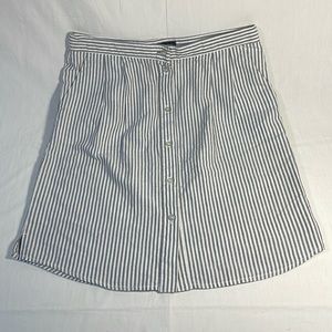 Tommy Hilfiger Preppy Striped Skirt Button Up Navy Blue White 100% Cotton